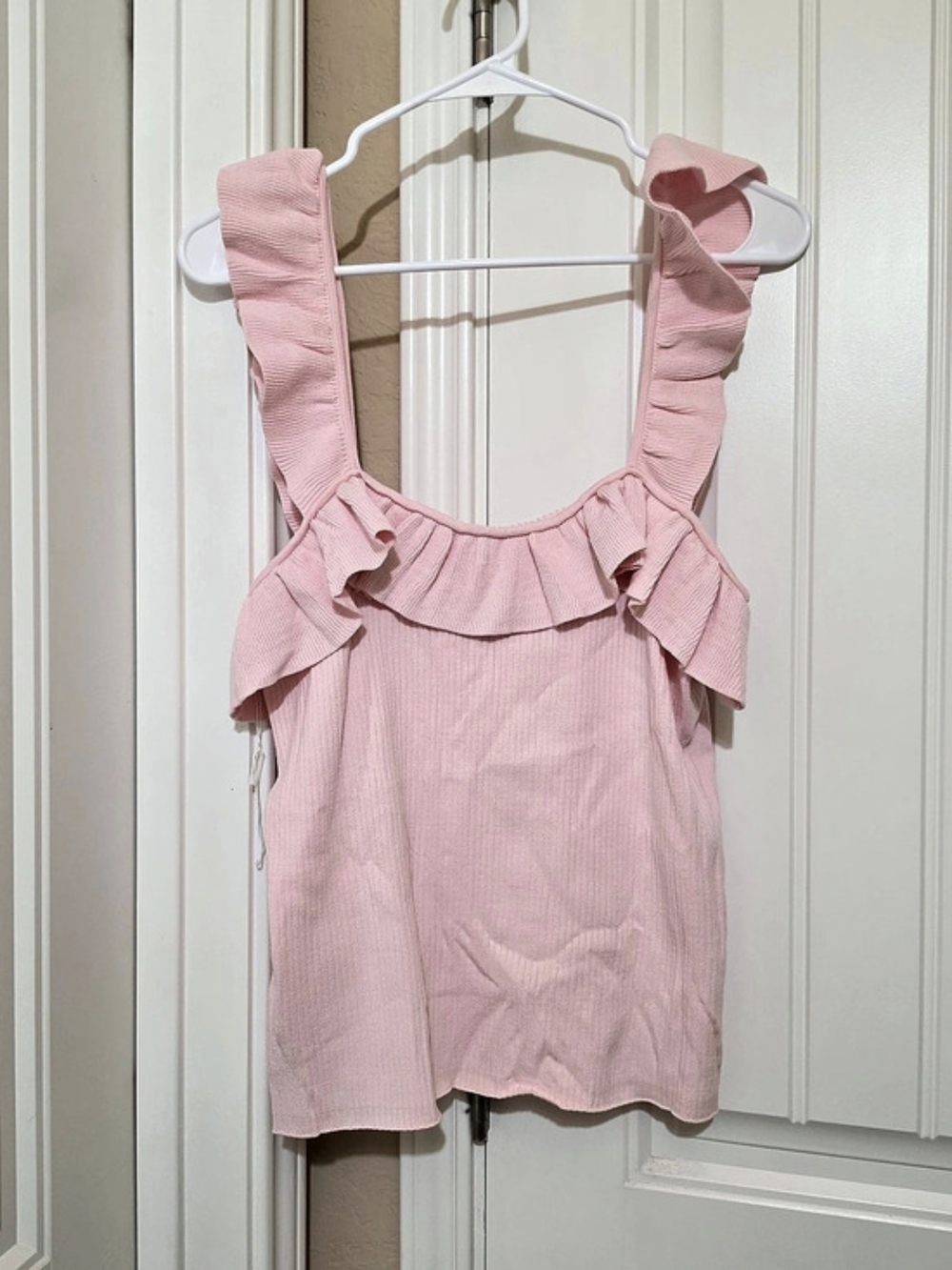 LOFT Pink Ruffle Tank Top - Picture 2 of 4